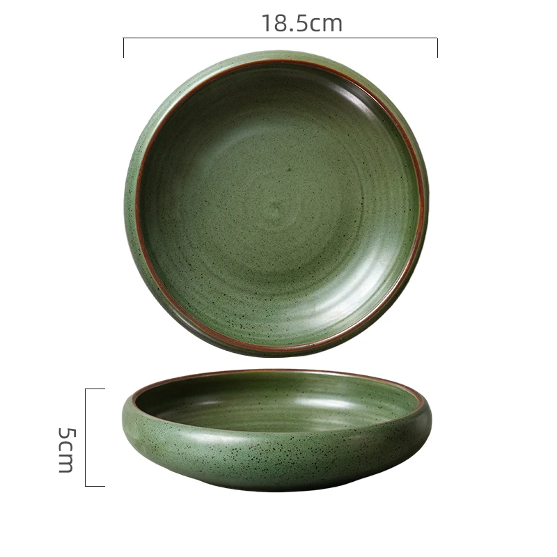 assiette design de poterie verte