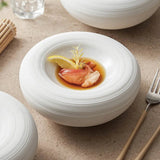 Assiette Bol Céramique Blanc Nuvia Maison Deleurde avec dressage gastronomique