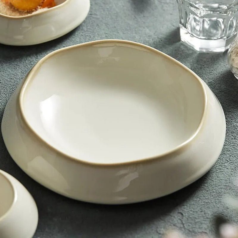 Assiette Céramique Ronde Automne Maison Deleurde avec dressage gastronomique