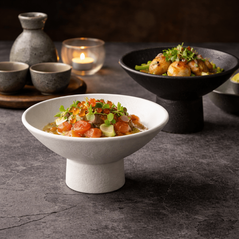Assiette Céramique Sur Pied Bell Maison Deleurde, vue rapprochée de la forme et de la finition