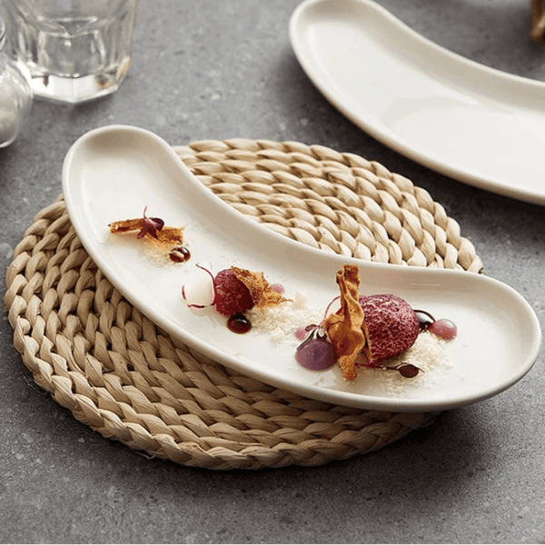 Plat Céramique Blanc Caji Maison Deleurde avec dressage gastronomique