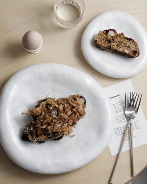 Assiette Céramique Gastronomique Galet Maison Deleurde avec dressage gastronomique