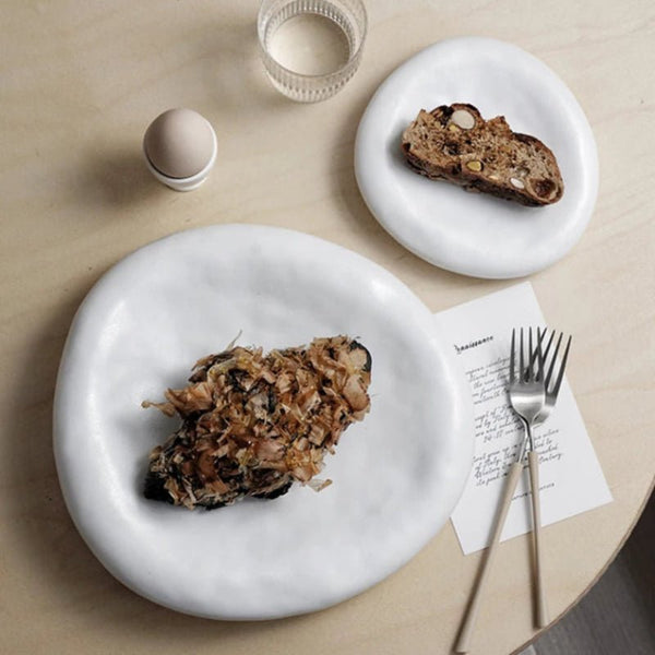 Assiette Céramique Gastronomique Galet Maison Deleurde avec dressage gastronomique
