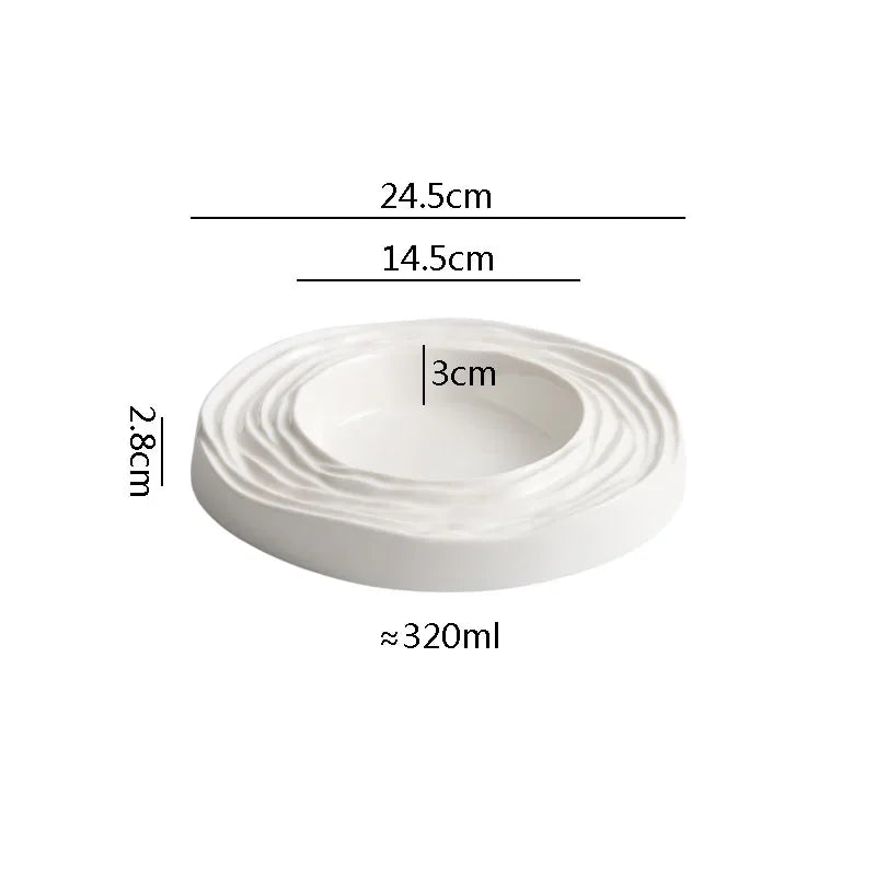 Dimensions et profil de l’assiette creuse en céramique Onde Maison Deleurde