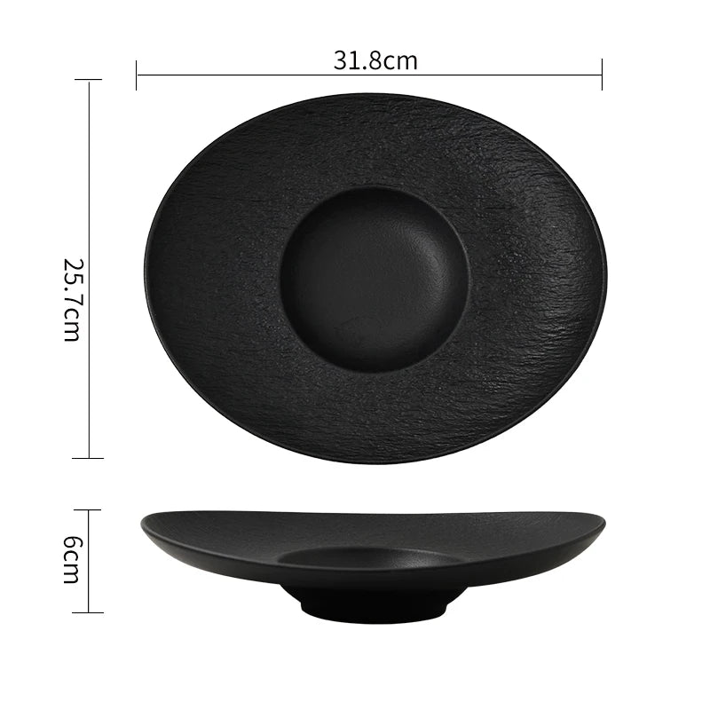 Dimensions et profil de l’assiette creuse ovale Halo Maison Deleurde