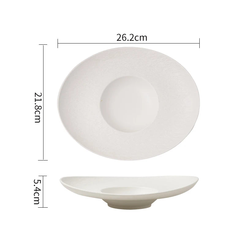 Dimensions et profil de l’assiette creuse ovale Halo Maison Deleurde