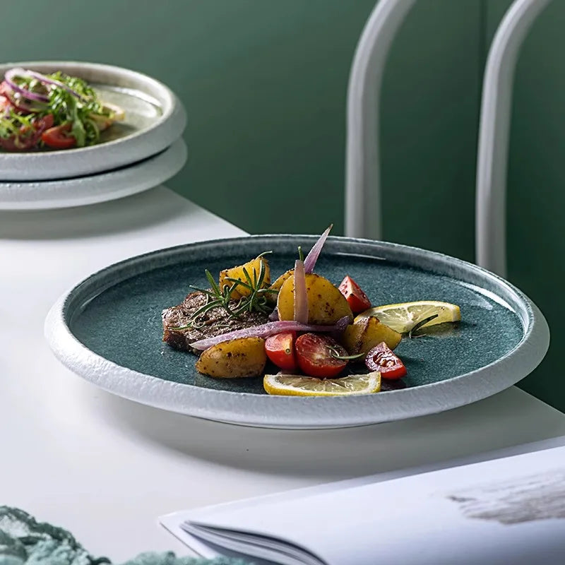 assiette design gastronomique moderne bleu 