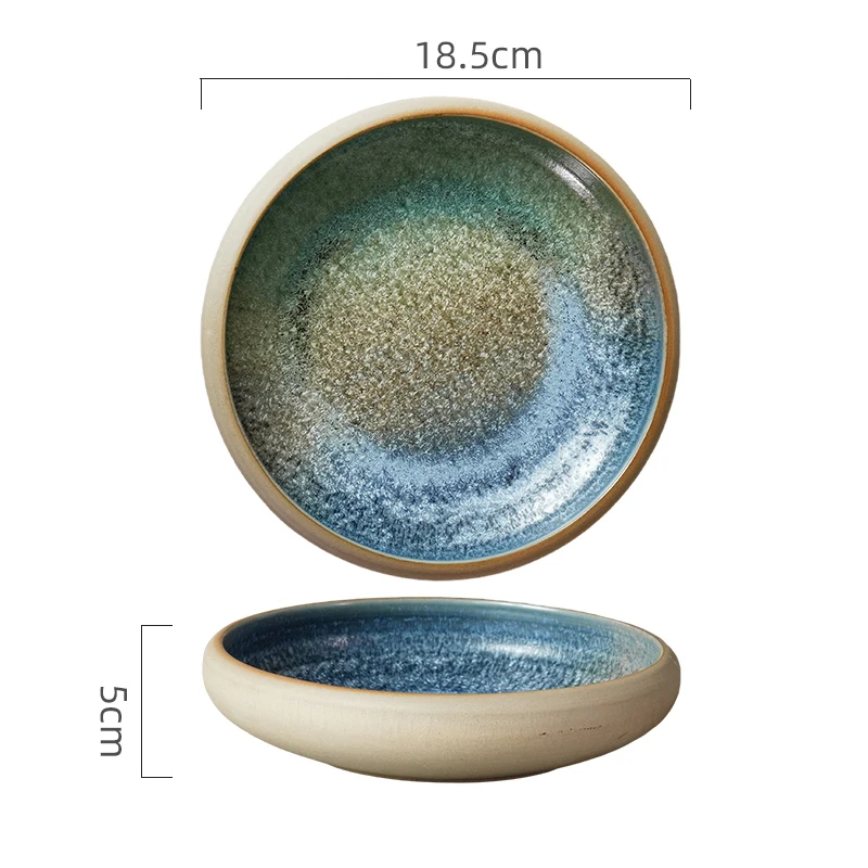 assiette design de style poterie bleu
