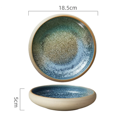 assiette design de style poterie bleu