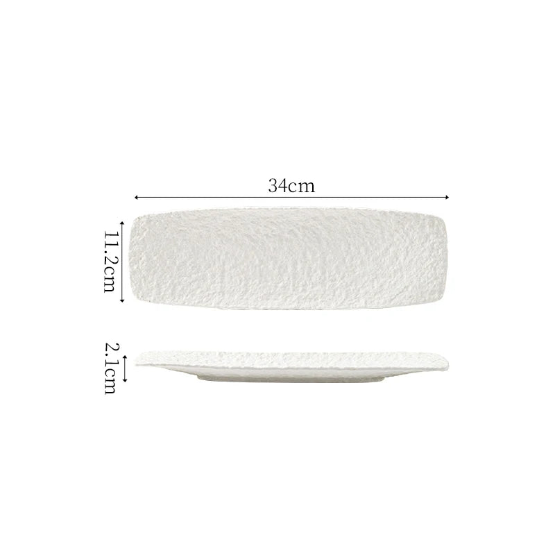 Dimensions et profil du plat rectangulaire en céramique Slate Maison Deleurde