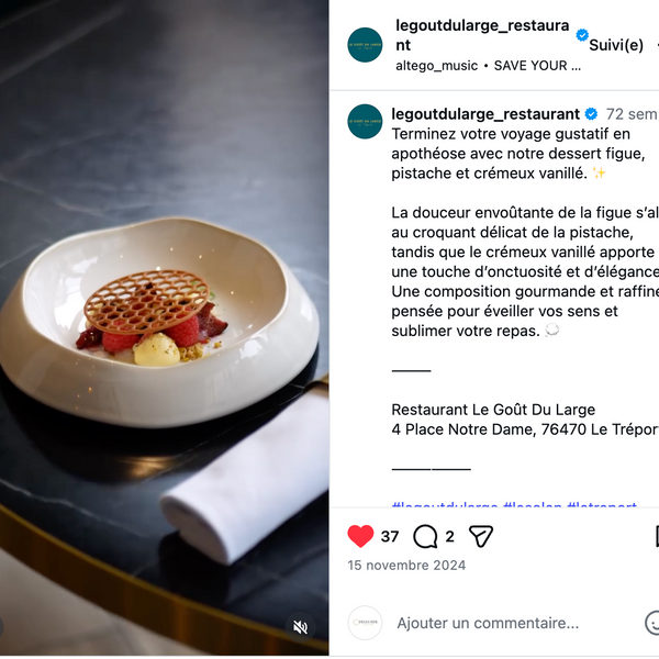 Publication de chef présentant une assiette Maison Deleurde