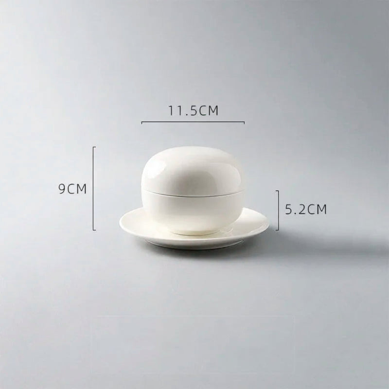 Soupière en céramique Dôme Maison Deleurde avec soucoupe de présentation