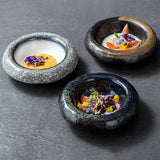Assiette Céramique Creuse River Maison Deleurde avec dressage gastronomique