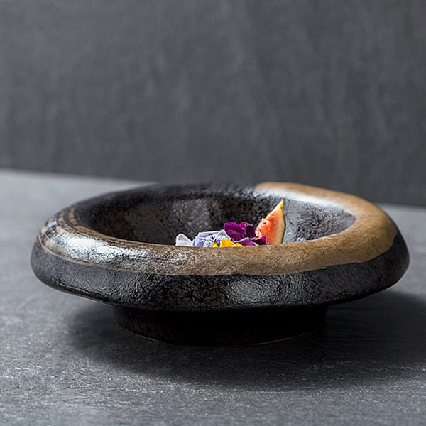 Assiette Céramique Creuse River Maison Deleurde avec dressage gastronomique