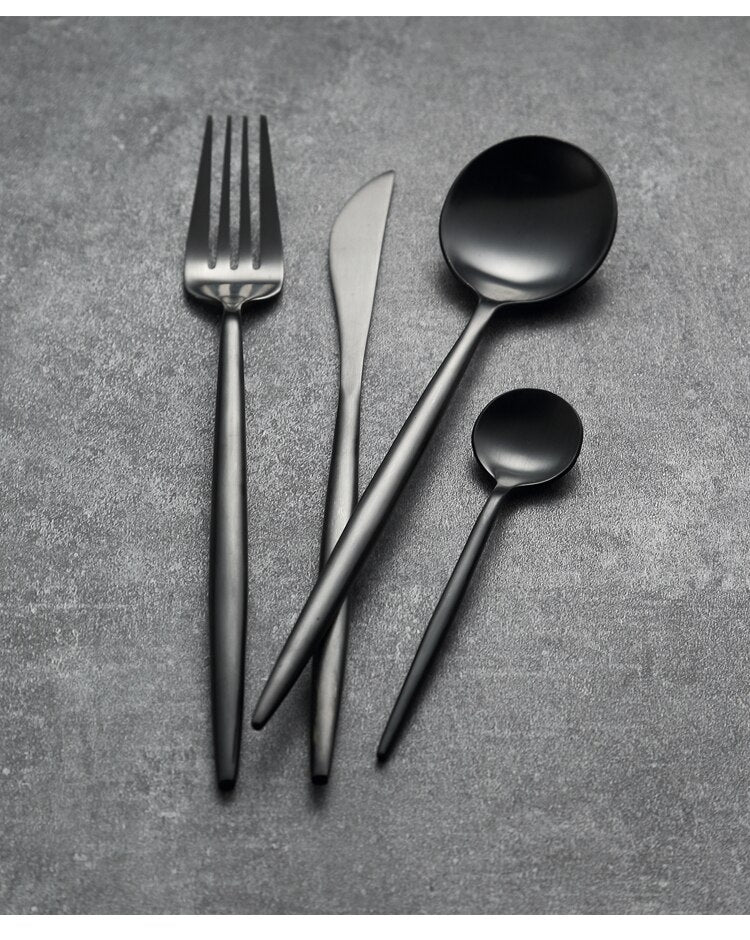 Couvert Table 4tlg. Set Acier Mat Noir Neuf Cutlery (Couverts) Cuisine